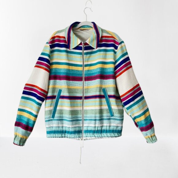 NEW Zara Cotton Blend Jacquard Multi-colored Bomber Jacket, Size L - Picture 6 of 16